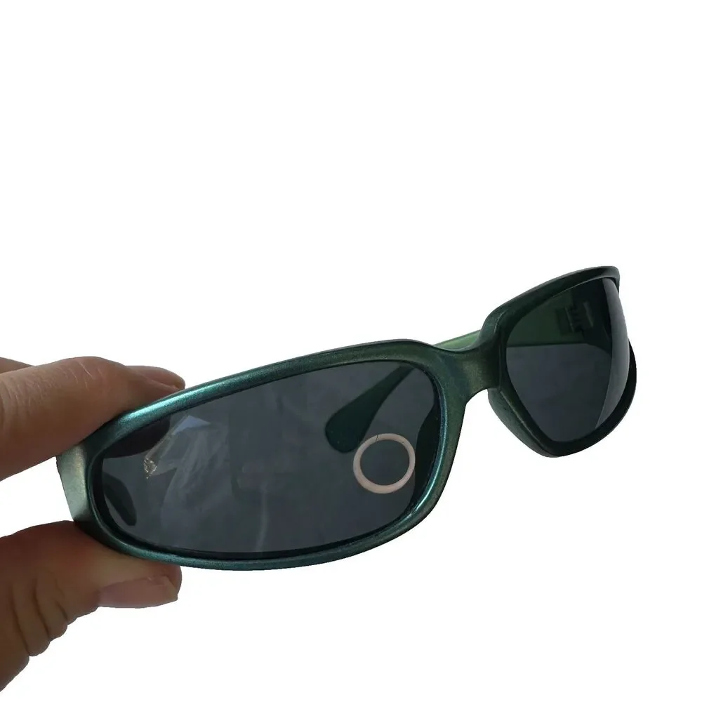 VTG  Vintage Stussy Seville Sunglasses Metallic Green Wrap Around Sport 90s Y2K